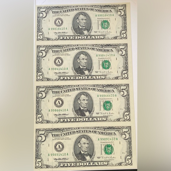 US MINT Other - US MINT 1995 UNCUT 5$ BILLS